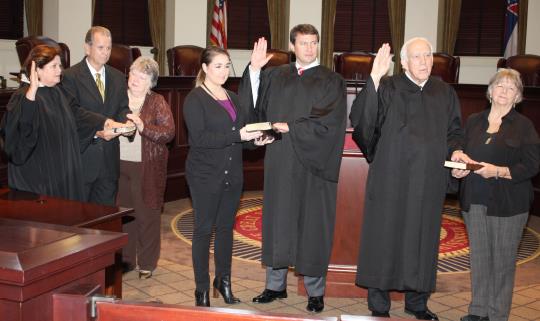 Justice Dawn H. Beam, Justice James D. Maxwell II; Justice James W. Kitchens take oath